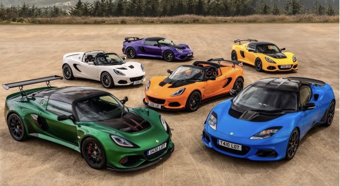 Family photo of all current Lotus models