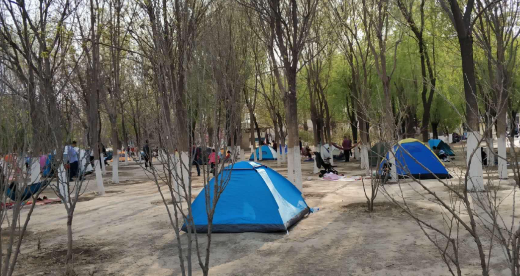 Camping area in Tongzhou Grand Canal Park. Imagine if this area can be used for parking in the future.