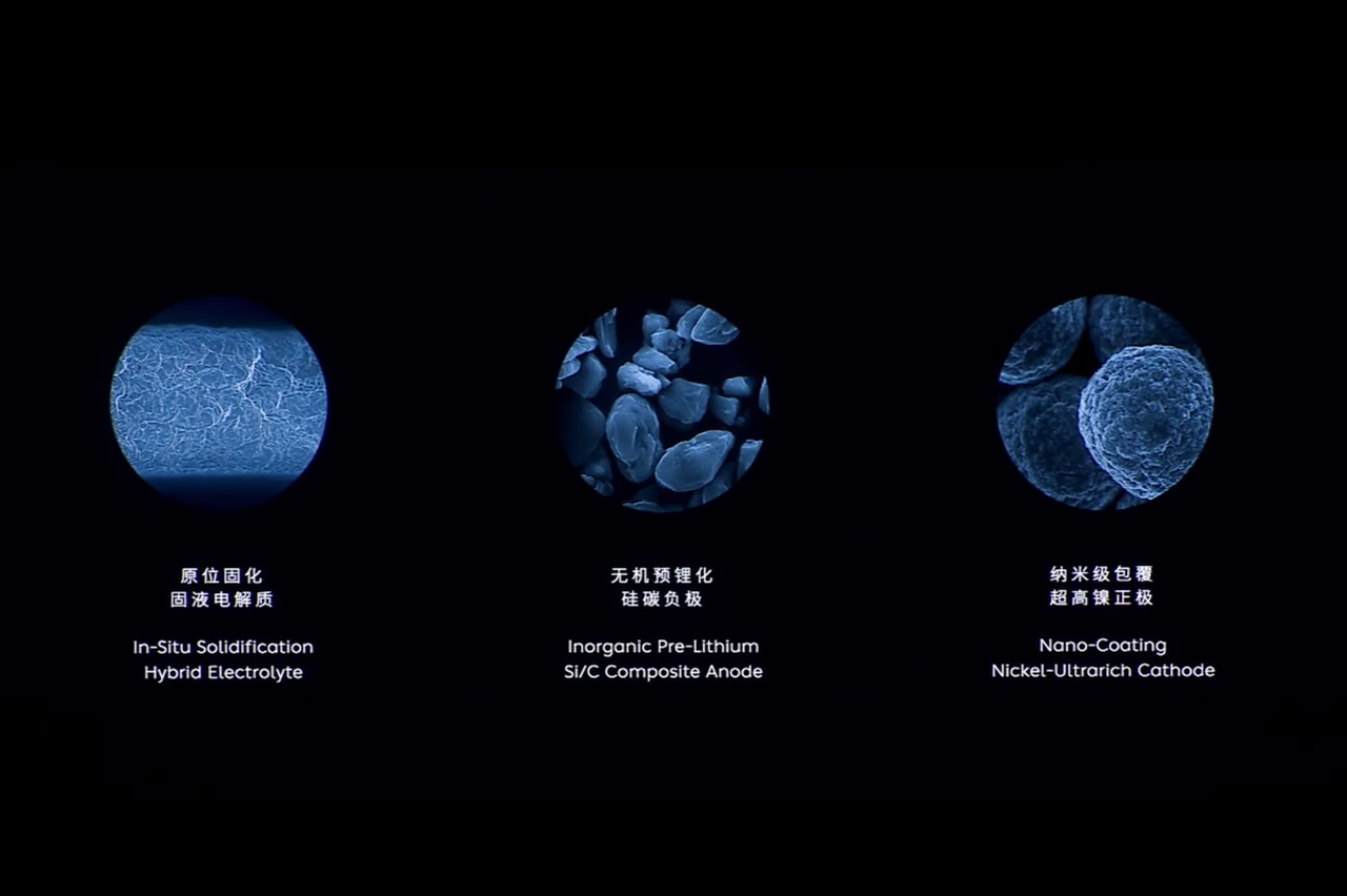 On the 2020 NIO DAY, the PPT of NIO's 150 kWh battery showed silicon-carbon negative electrodes and high-nickel positive electrodes, achieving high energy density through different means.