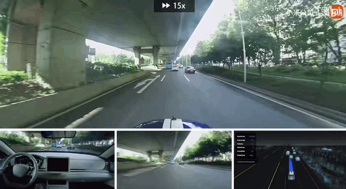 A gif of the Xiaomi autonomous driving test car on the road.