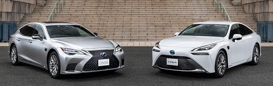 Left: Lexus LS500h Right: Toyota Mirai