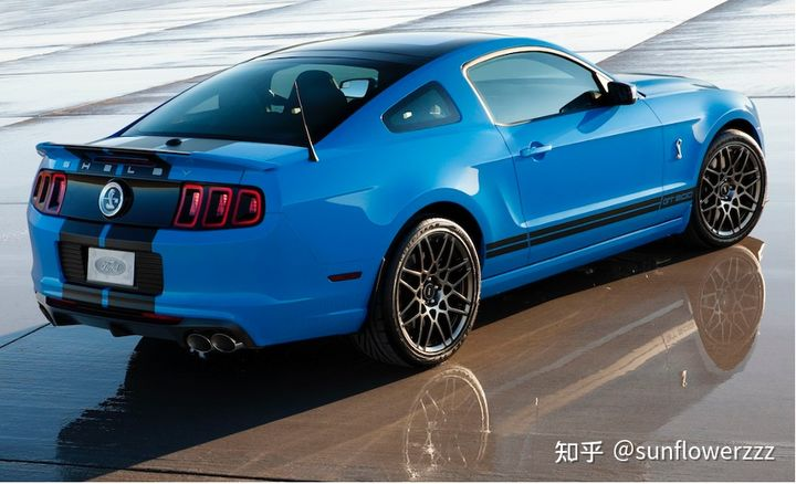 Here is a back view of the previous GT500, presenting the pride of Grabber Blue.