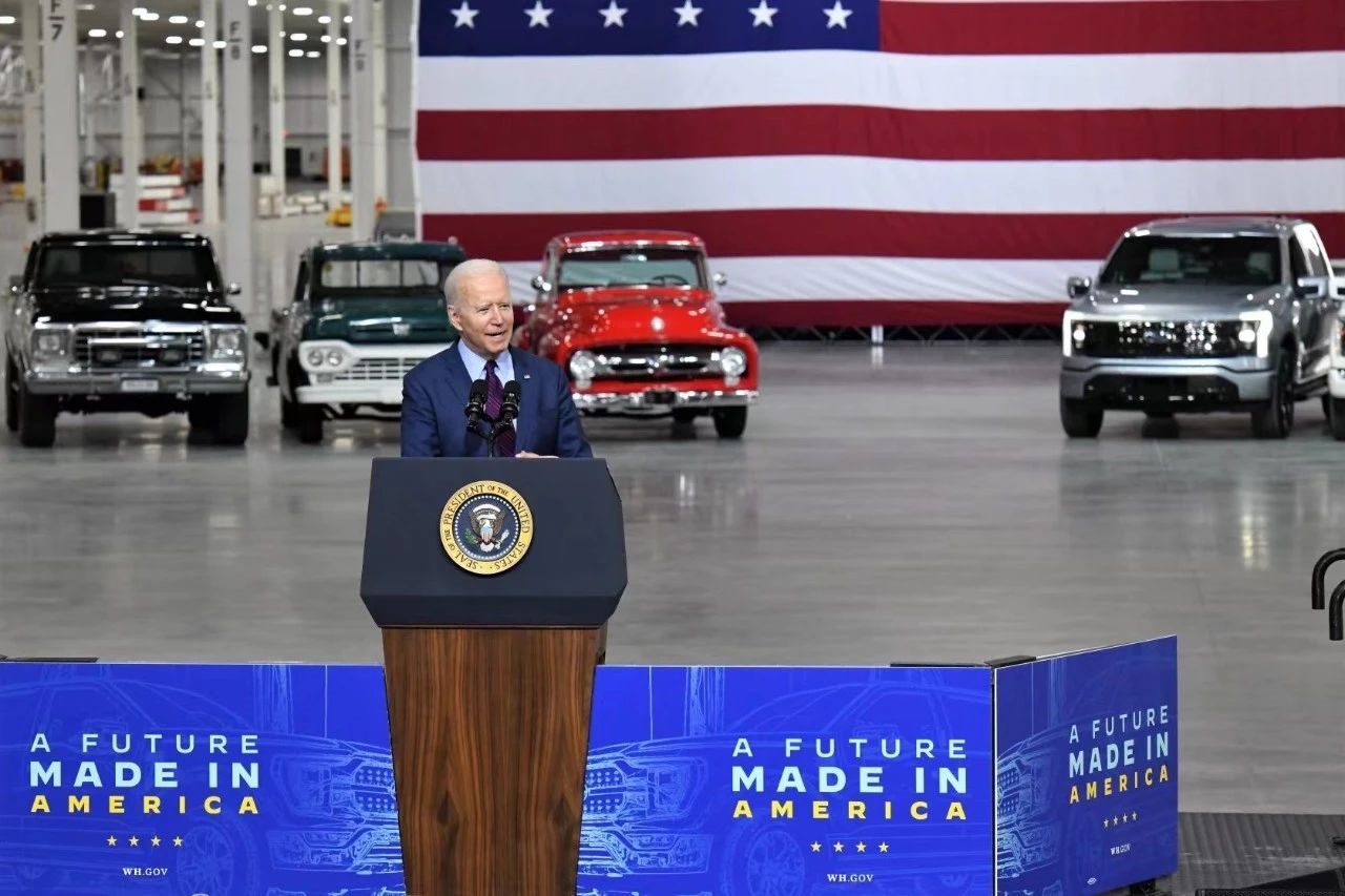 Biden speaks at the Ford EV Center