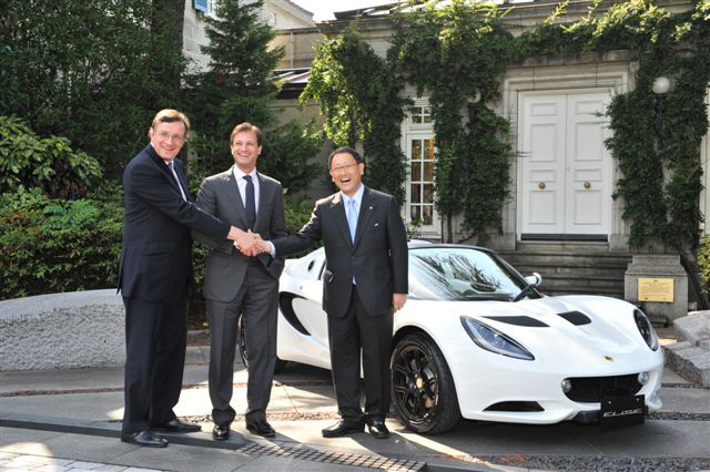 In 2010, then-CEO of Lotus, Dany Bahar, celebrating Lotus' acquisition of Toyota engines with Akio Toyoda.