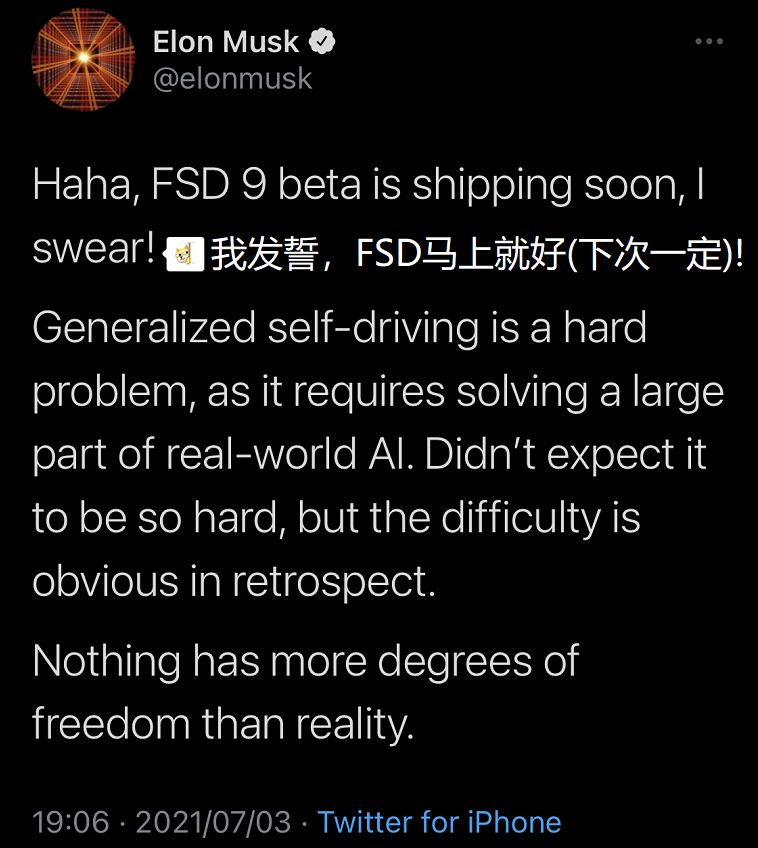 Elon Musk tweeted that FSD beta is coming soon (for real this time)