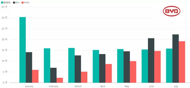 The insured data of BYD's fuel cars, PHEVs and BEVs (Figure 6)