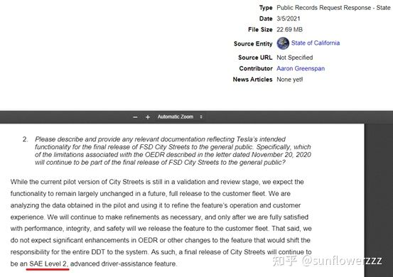 In an email conversation disclosed in March 2021, FSD's soon-to-be launched city street driving assistance function is still defined as SAE Level 2.