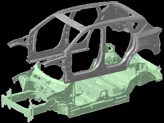 Upper steel and lower aluminum "cage frame"