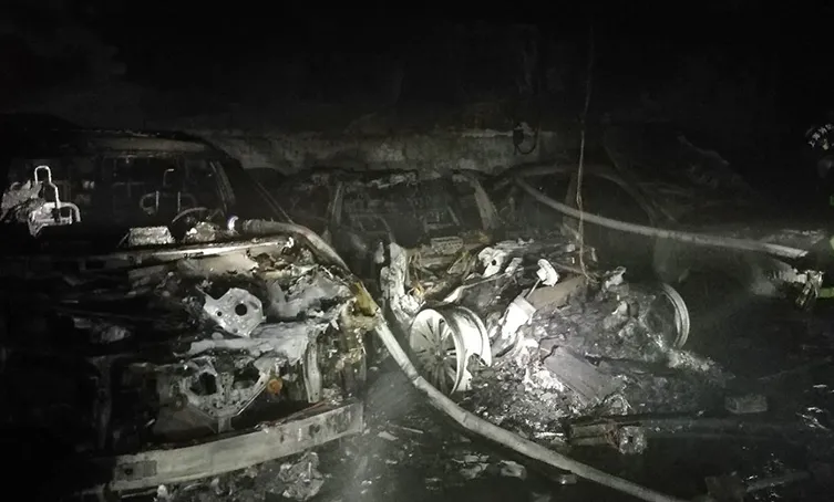 Shanghai underground parking garage car fire