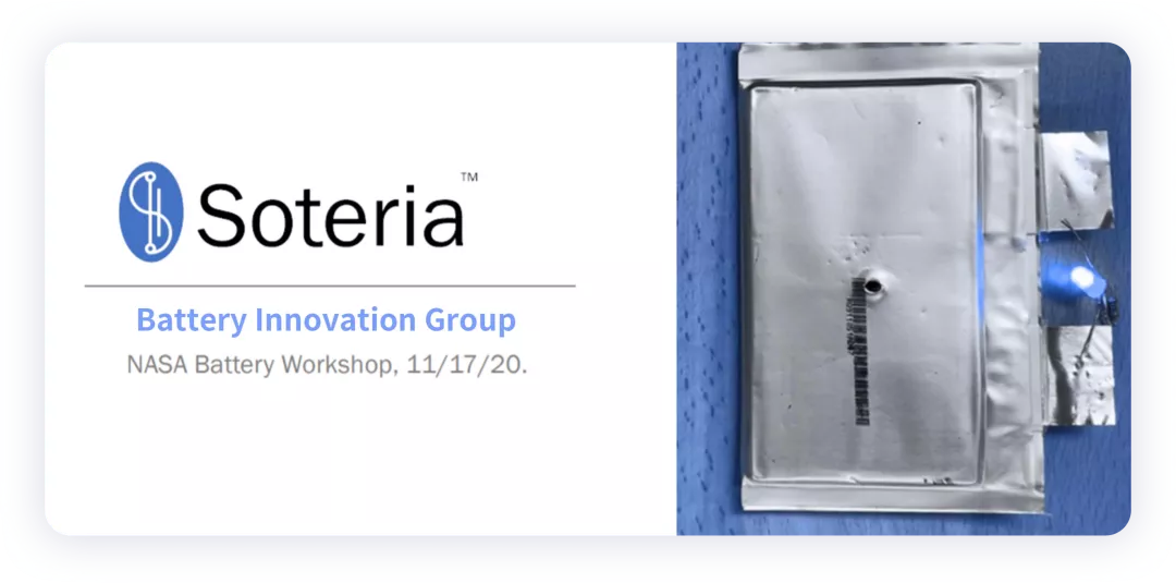 ▲ Figure 1. Soteria introduces materials at the NASA Battery Workshop