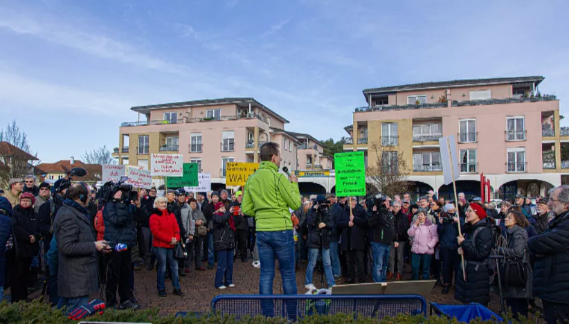 Environmental organization protesting outside Tesla's Berlin factory in Germany