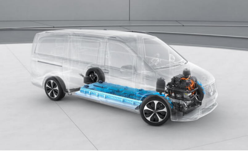 From a vehicle perspective, the battery pack occupies a small width range