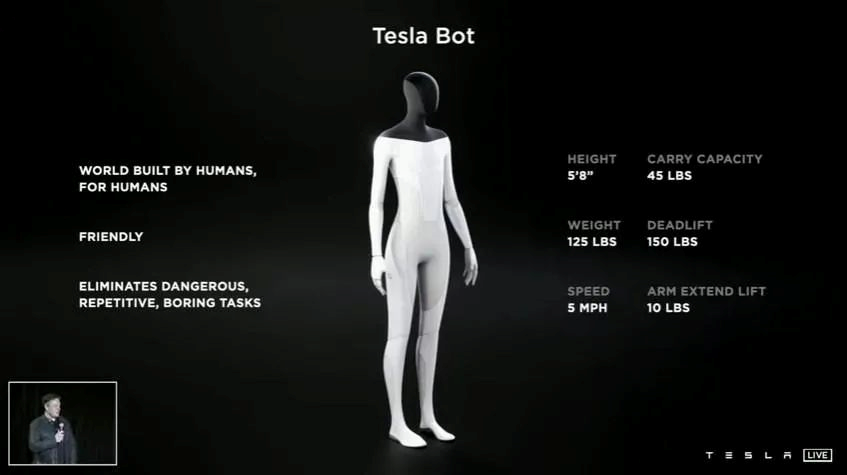 Tesla humanoid robot parameters