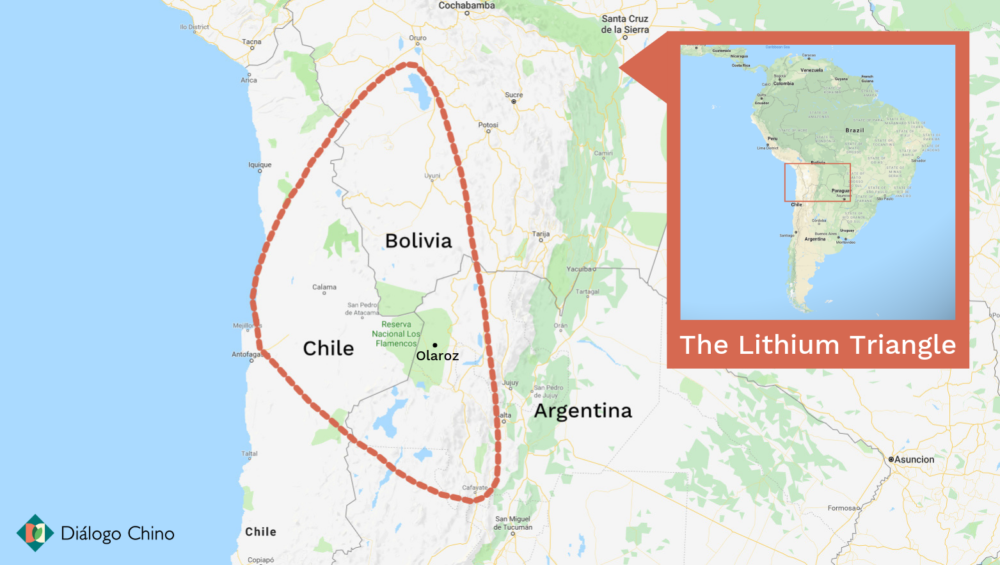 South American Lithium Triangle, distributed in Bolivia, Chile and Argentina