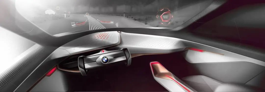 (AR HUD effect on BMW NEXT VISON 100 concept car)