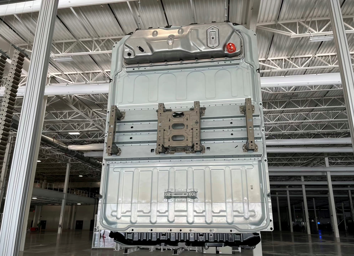 Battery pack structure displayed in the Texas factory