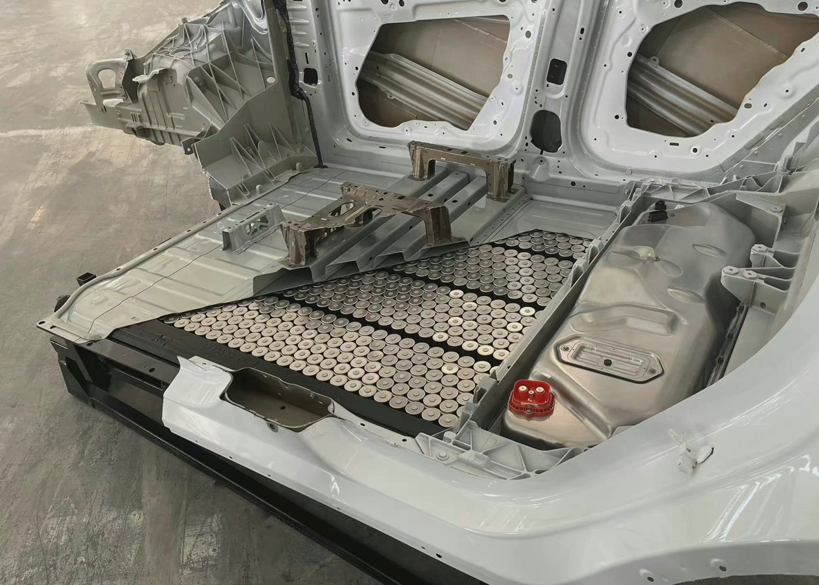 Structure of battery cell arrangement displayed in the Texas factory