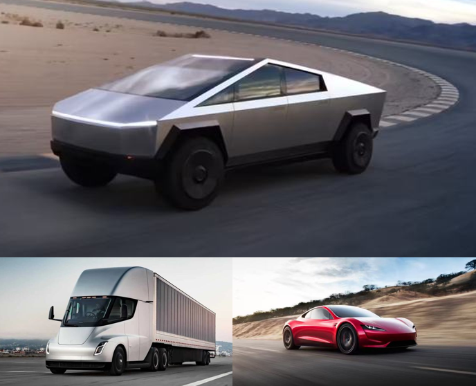 Tesla Cybertruck, Semi electric truck, Roadster
