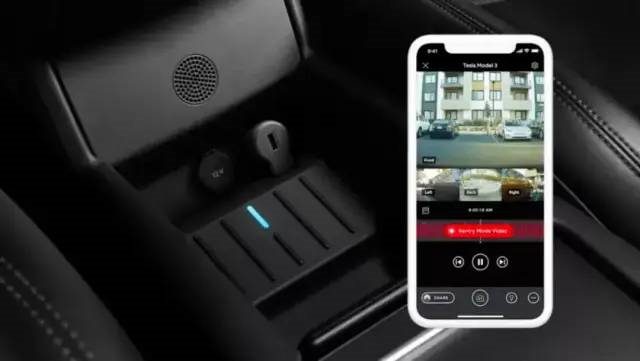 Tesla's Sentry Mode allows remote monitoring of the outside of the car on a mobile phone