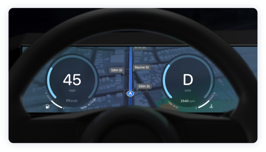 ▲ Figure 2. The Instrument Panel Includes Navigation and Speed Information