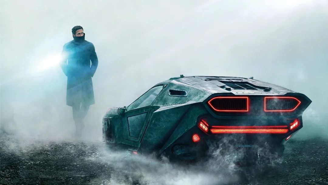 Poster for the movie "Blade Runner 2049" featuring vehicles