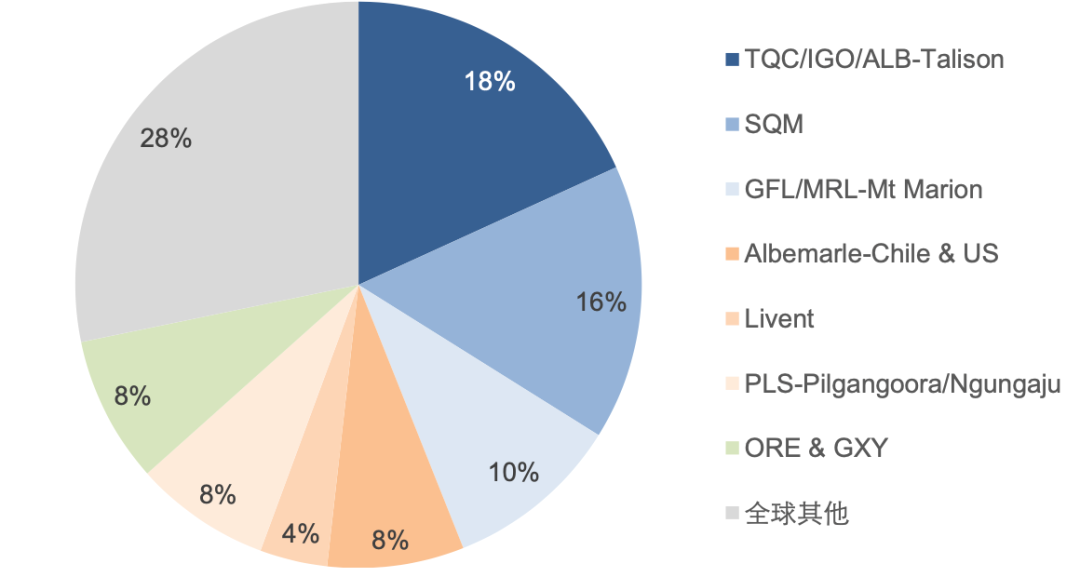 Global Lithium Resource Supply Structure by Manufacturer in 2021