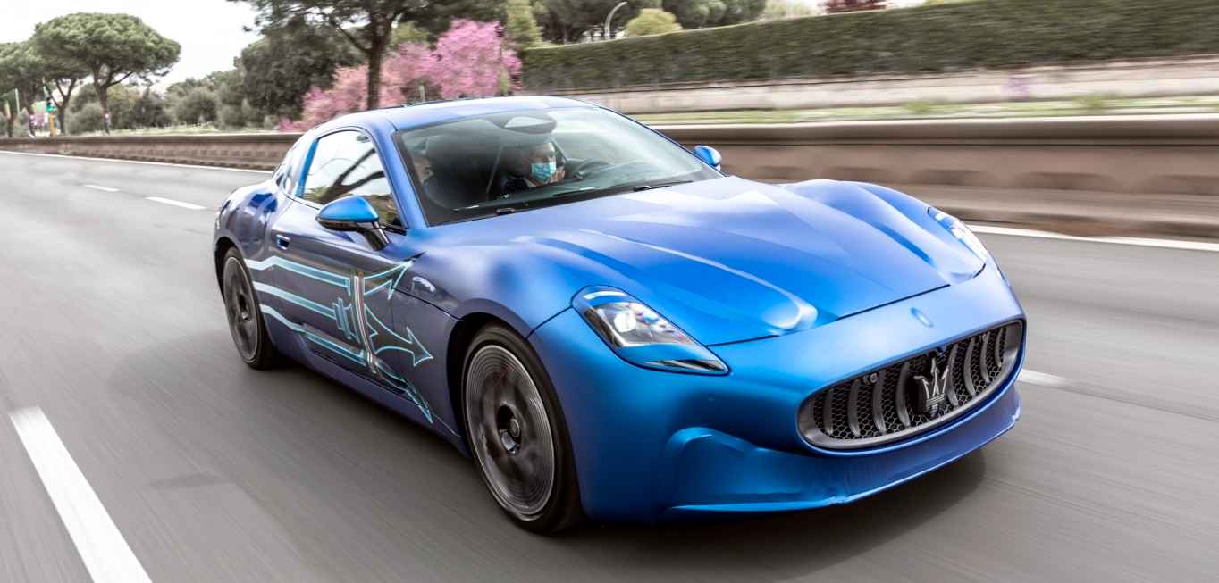 Maserati's pure electric two-door coupe GranTurismo Folgore has hit the streets.