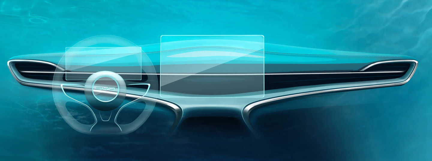 BYD Dolphin interior design rendering has been released, featuring oceanic aesthetics.