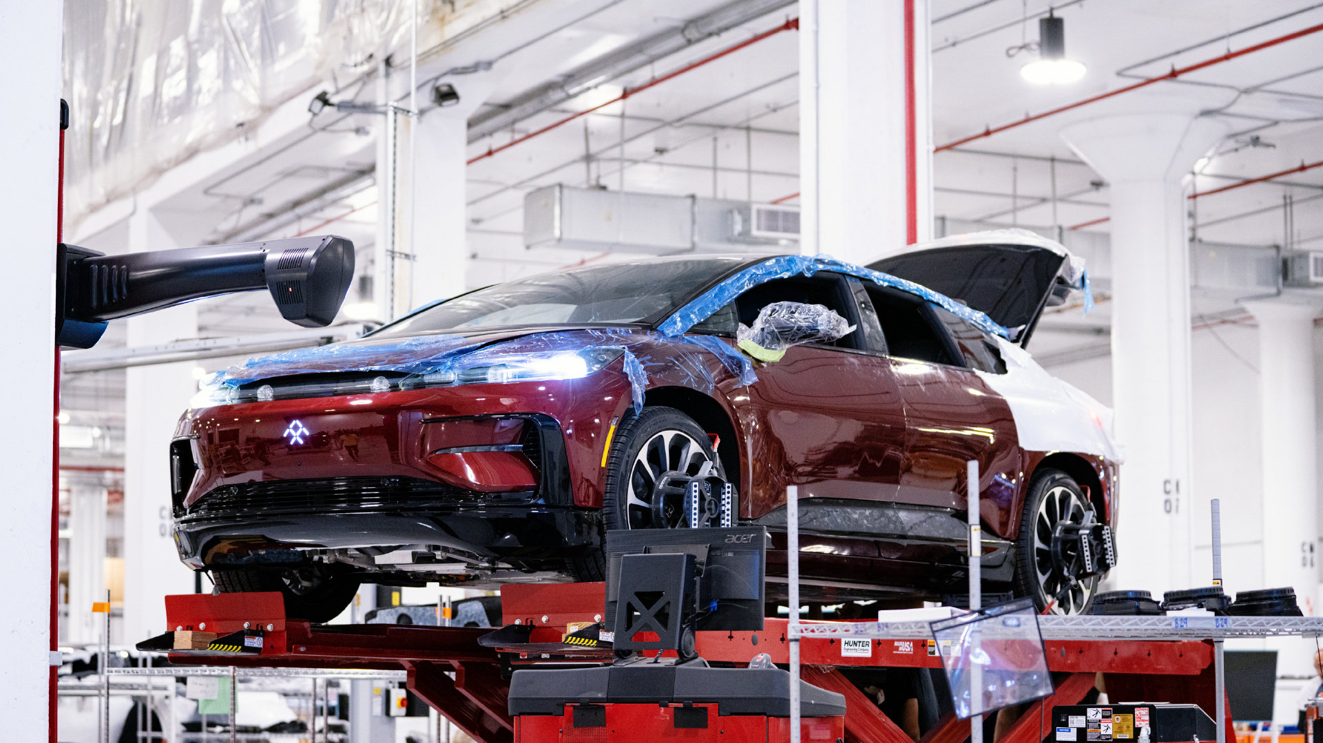 Faraday Future unveils the red version of the FF91.