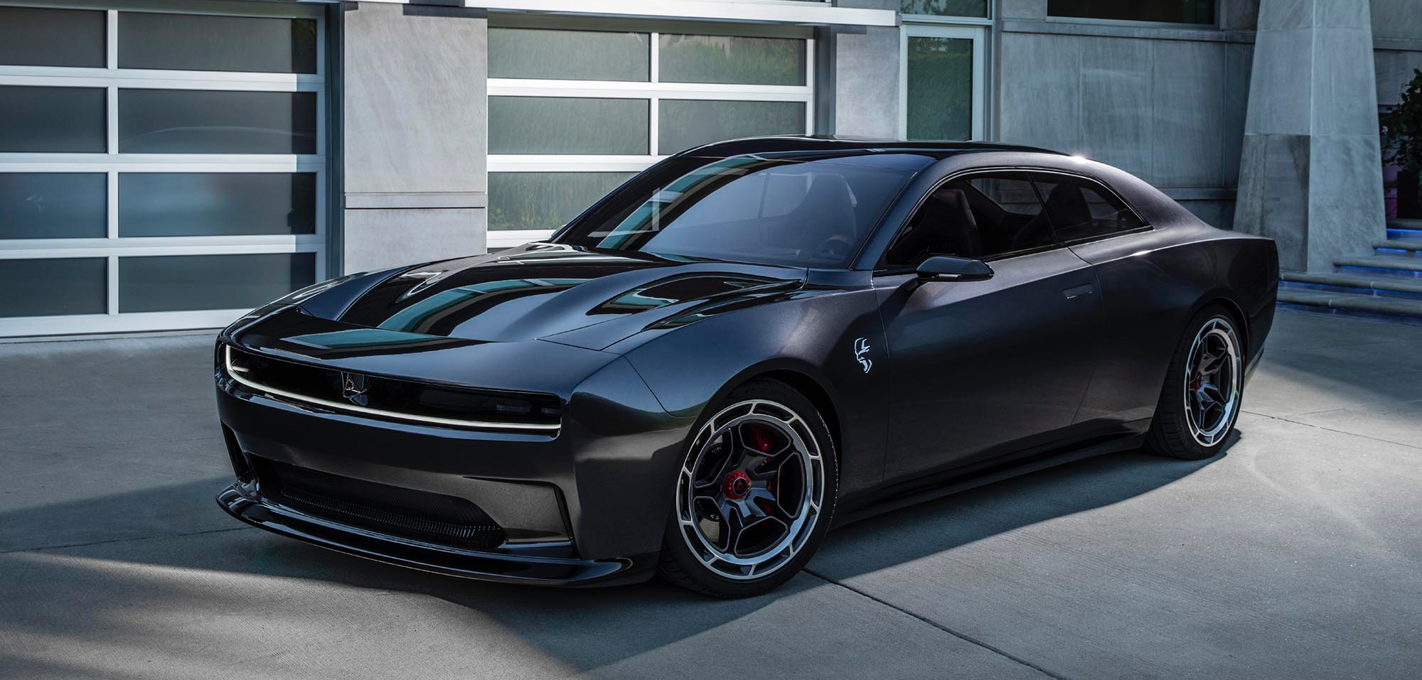 Dodge unveils the pure electric Charger concept car for American muscle car enthusiasts.