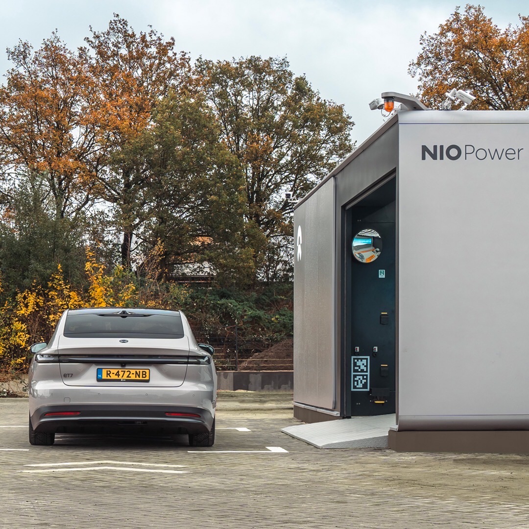 NIO's first battery swap station in the Netherlands officially launches.