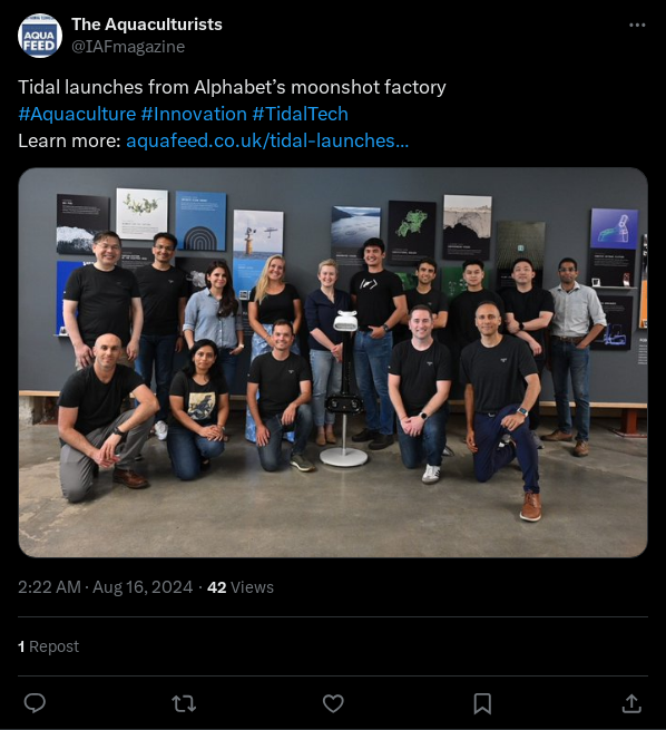 Tidal 从 Alphabet 的月球工厂推出 #Aquaculture #Innovation #TidalTech <a href=