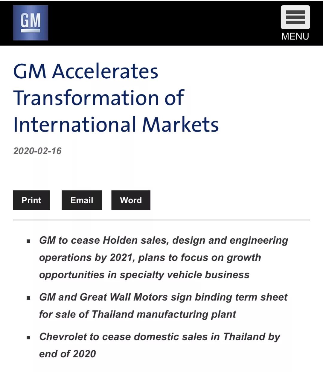GM statement